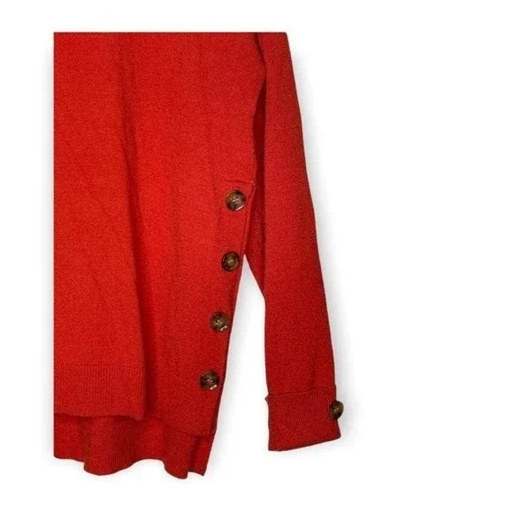 Olive and Vine Burnt Orange Beatie Button Detail Cowl Neck Sweater Size S - Picture 5 of 8